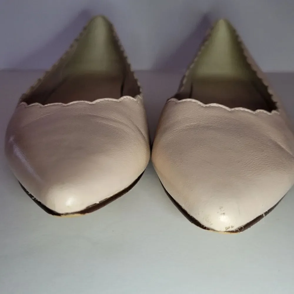 Alice Scalloped Skimmer Flat, Froth/Patent